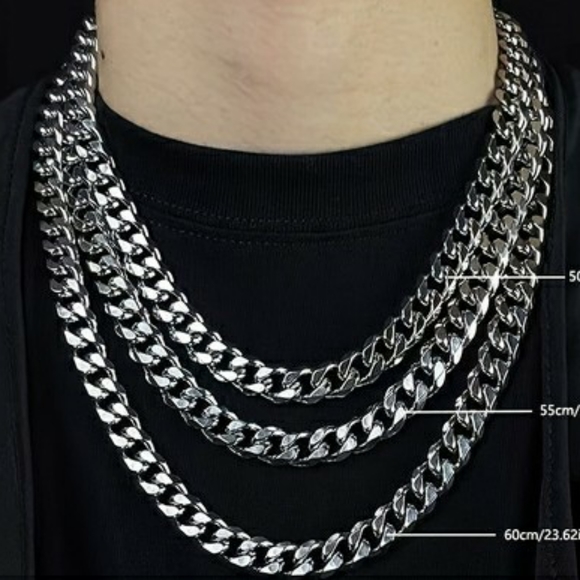 Men's Titanium Steel Not Fade Cuban Chain Necklace - Picture 4 of 5